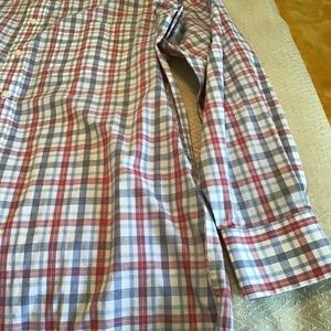 Izod men’s Plaid red blue Button Cotton Down Shirt size Large